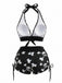 80er Punk Bikini-Set mit Totenkopf und Neckholder in Grün