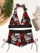 80er Punk Bikini-Set mit Totenkopf und Neckholder in Grün