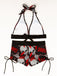 80er Punk Bikini-Set mit Totenkopf und Neckholder in Grün