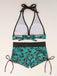 80er Punk Bikini-Set mit Totenkopf und Neckholder in Grün