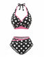 Schwarzes 80er Bikini-Set mit Polka-Dots