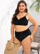 [Übergröße] 50er Bikini-Set mit Samt und Leoparden-Print