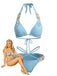 80er Bikini-Set & Shorts mit Neckholder und Hohe Taille