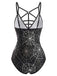 [Vorverkauf] Schwarzer 50er Gothic-Badeanzug mit Spinnennetz-Print