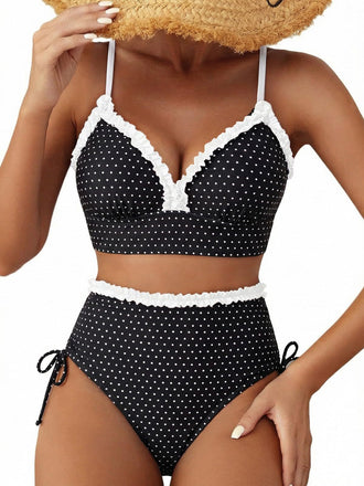 80er Bikini-Set mit Neckholder und Rüschen