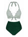 [Vorverkauf] Grünes 50er Bikini-Set mit Streifen und Neckholder