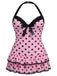 [Übergröße] Hellgrün 1940er Polka Dots Hater Badeanzug
