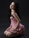 Rosa 1940er Halter Polka Dots Schleife Einteiliger Badeanzug