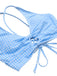 Blau 1950er Spaghetti Träger Plaids Badeanzug
