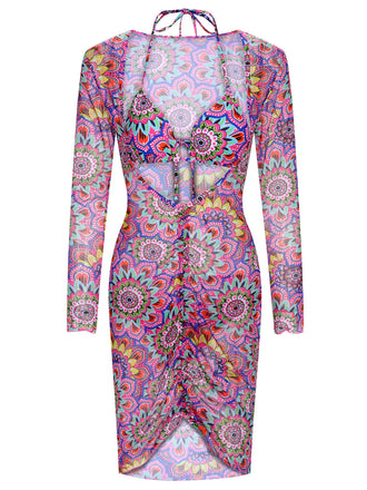 Multicolor 1930er Mandala Bikini Set & Cover-Up