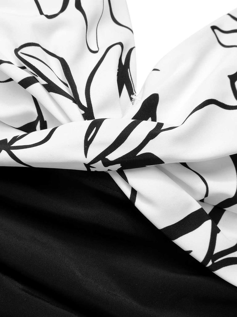 1950er Halter Gestreifter Einteiliger Badeanzug