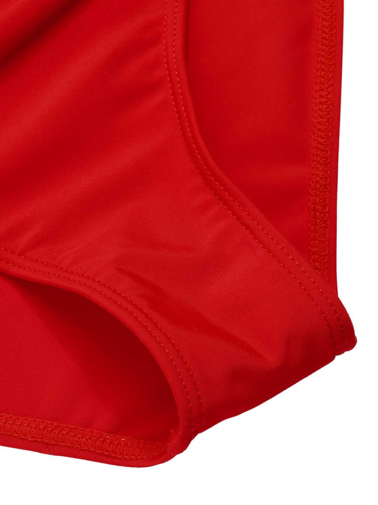 Rot 1940er Halter Roses Badeanzug