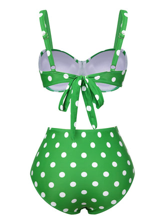 Vintage 1950er Polka Dots Gurt Badeanzug