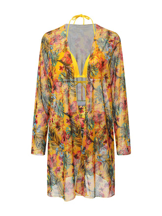 1960er Tropisch Halter Bikini Set & Cover-Up