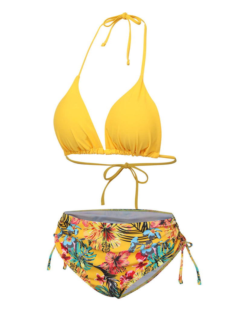 1960er Tropisch Halter Bikini Set & Cover-Up