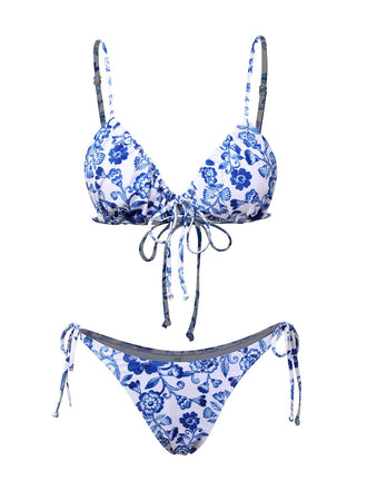 Blau & Weiß 1950er Porzellan Trägerbikini