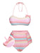 Multicolor 1960er Regenbogen Masche Badeanzug