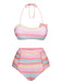 Multicolor 1960er Regenbogen Masche Badeanzug
