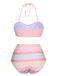 Multicolor 1960er Regenbogen Masche Badeanzug