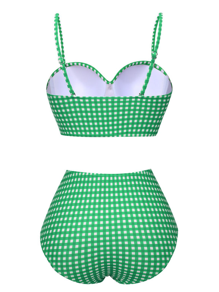 1950er Gingham Plaid Schlinge Badeanzug