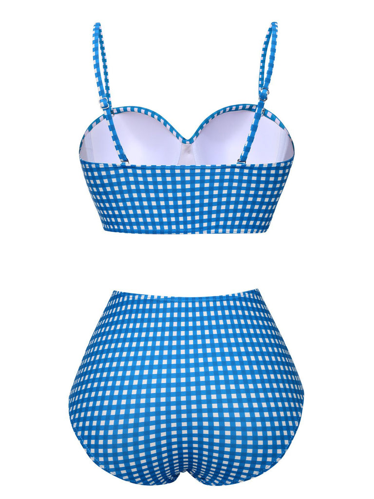 1950er Gingham Plaid Schlinge Badeanzug