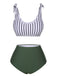 Weiß & Grün 1930er Streifen Schultergurt Badeanzug
