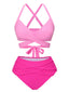 Rosa 1960er Solide Gurt Bandage Bikini Set