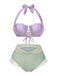 Lavendel 1970er Meerjungfrau Hülse Halter Bikini Set
