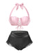 Lavendel 1970er Meerjungfrau Hülse Halter Bikini Set