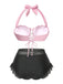 Lavendel 1970er Meerjungfrau Hülse Halter Bikini Set