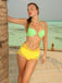 Gelb 1970er Meerjungfrau Hülse Halter Bikini Set