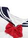 Dunkelblau 1970er Sailor Kragen Bogen Badeanzug