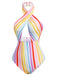 Multicolor 1960er Regenbogen Streifen Halter Badeanzug