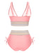 1970er V-Ausschnitt Patchwork Hohe-Taille Bikini