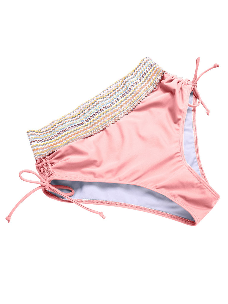 1970er V-Ausschnitt Patchwork Hohe-Taille Bikini
