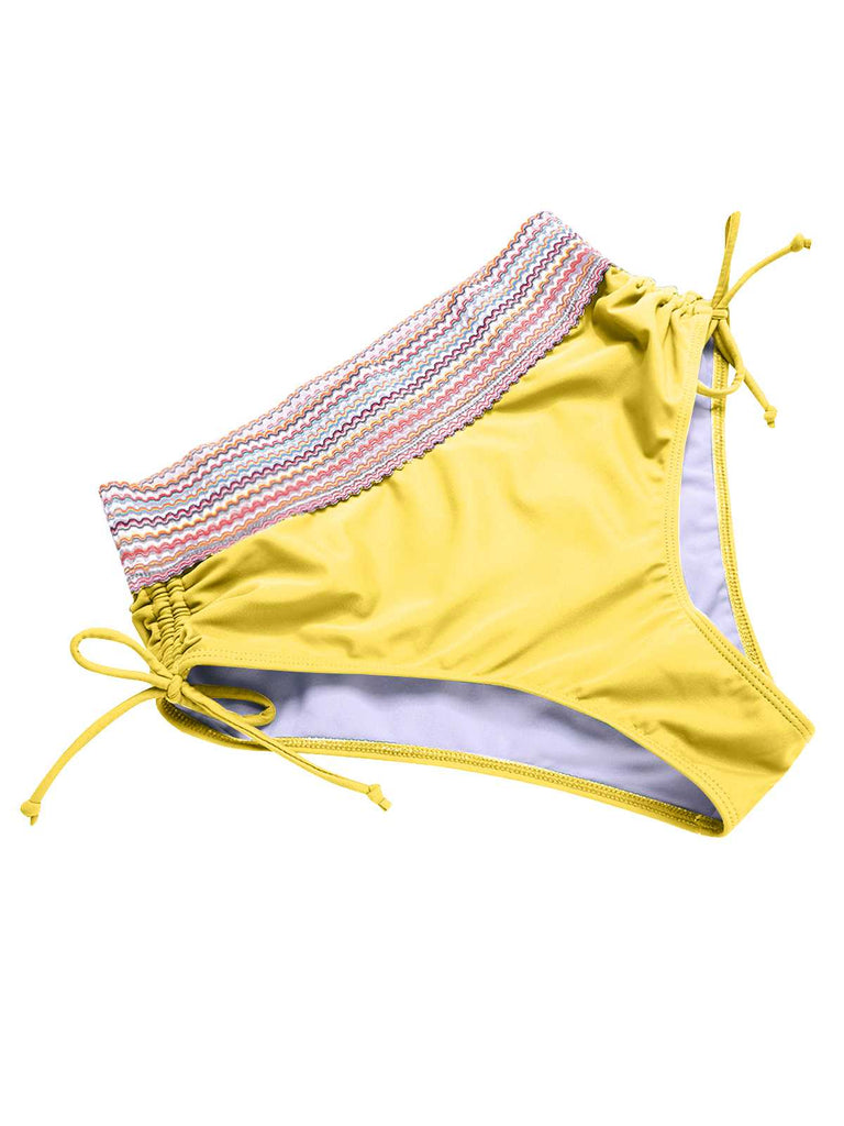 1970er V-Ausschnitt Patchwork Hohe-Taille Bikini
