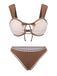 Beige 1960er Solide Breite Träger Badeanzug