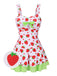 Rot & Grün 1940er Erdbeere Bogen Swim Kleid