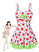 Rot & Grün 1940er Erdbeere Bogen Swim Kleid