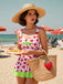 Rot & Grün 1940er Erdbeere Bogen Swim Kleid