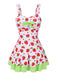 Rot & Grün 1940er Erdbeere Bogen Swim Kleid