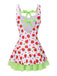 Rot & Grün 1940er Erdbeere Bogen Swim Kleid