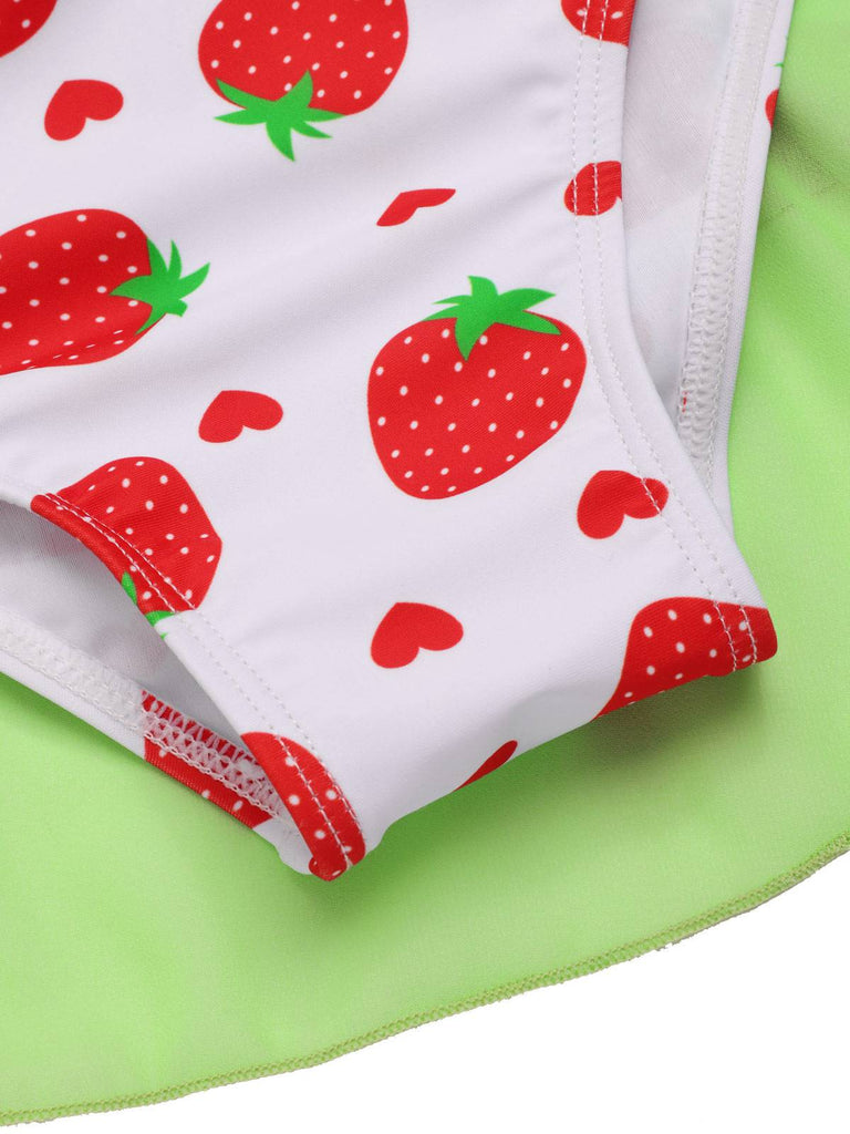 Rot & Grün 1940er Erdbeere Bogen Swim Kleid