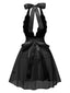 Schwarz 1950er V-Ausschnitt Halter Spitze Transparenter Nachthemden