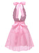 1950er V-Ausschnitt Halter Spitze Transparenter Nachthemden