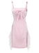 [Vorverkauf] Rosa 1960er Netz Patchwork Bogen Slip Nachthemd