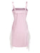 [Vorverkauf] Rosa 1960er Netz Patchwork Bogen Slip Nachthemd