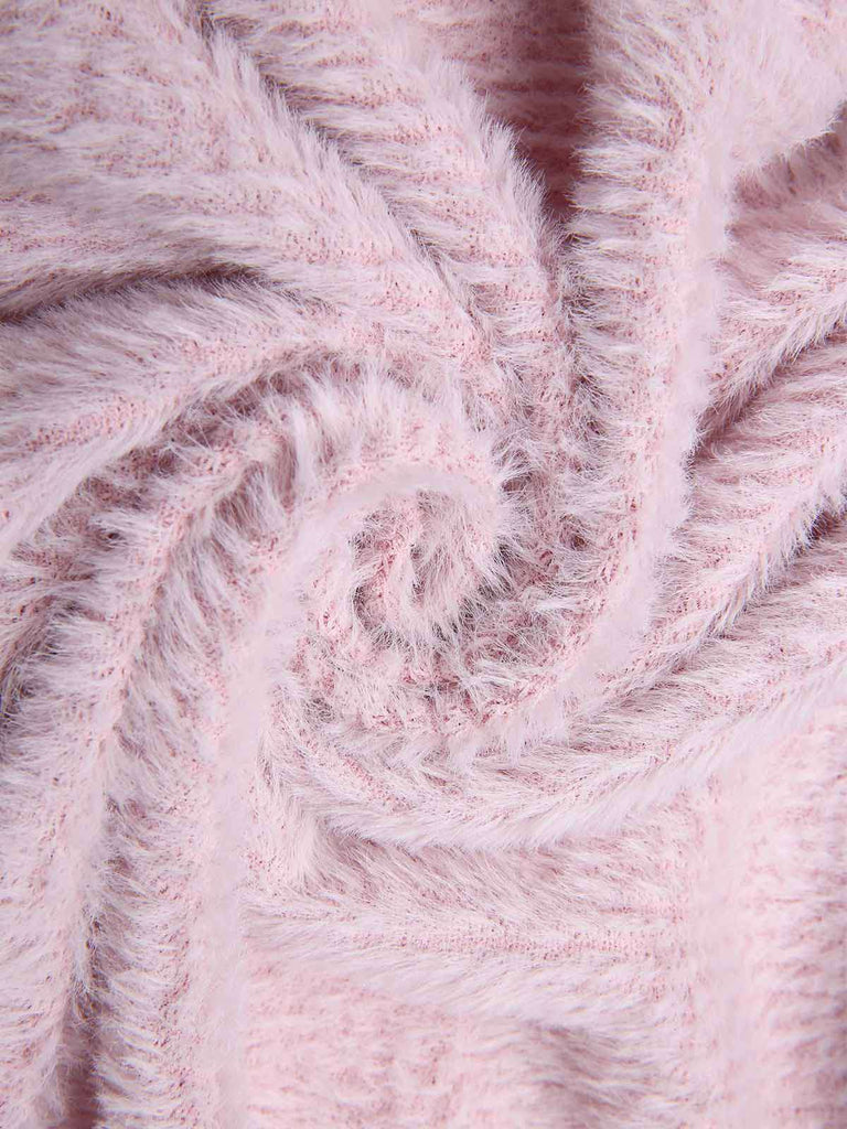 [Vorverkauf] Hellrosa 1950er Plüsch Hasenohren Hoodie Pyjama