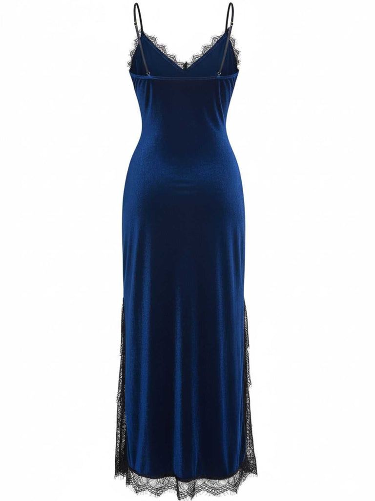 1960er Slip Samt Spitze Nachthemd