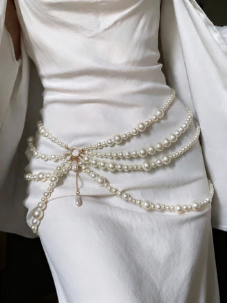 Mehrschichtig Perle Tropfen Anhänger Taille Kette